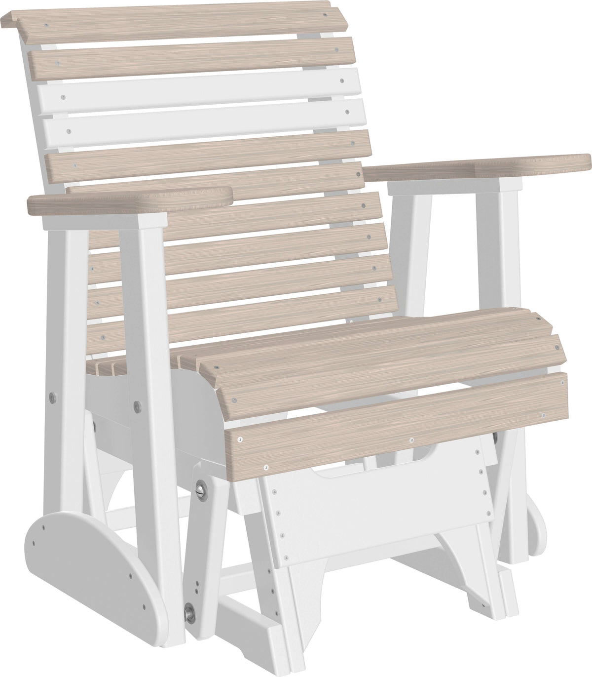 LuxCraft 2' Plain Glider Set in Birch and White — Amish-crafted recycled poly, 20-year poly durability