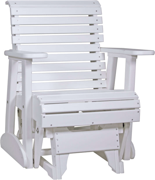 LuxCraft 2' Plain Glider Set in White — Amish-crafted recycled poly, 20-year poly durability