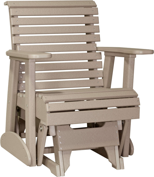 LuxCraft 2' Plain Glider Set in Weatherwood — streamlined glider design, recycled HDPE construction