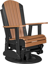 LuxCraft 2' Adirondack Swivel Glider Chair 3-Piece Set in Cedar and Black — Amish-crafted recycled poly, weather-resistant design