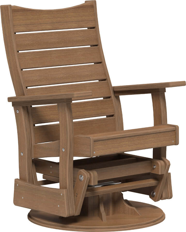 LuxCraft 2' Contour Swivel Glider in Antique Mahogany — rotating glider chair, fade-resistant poly