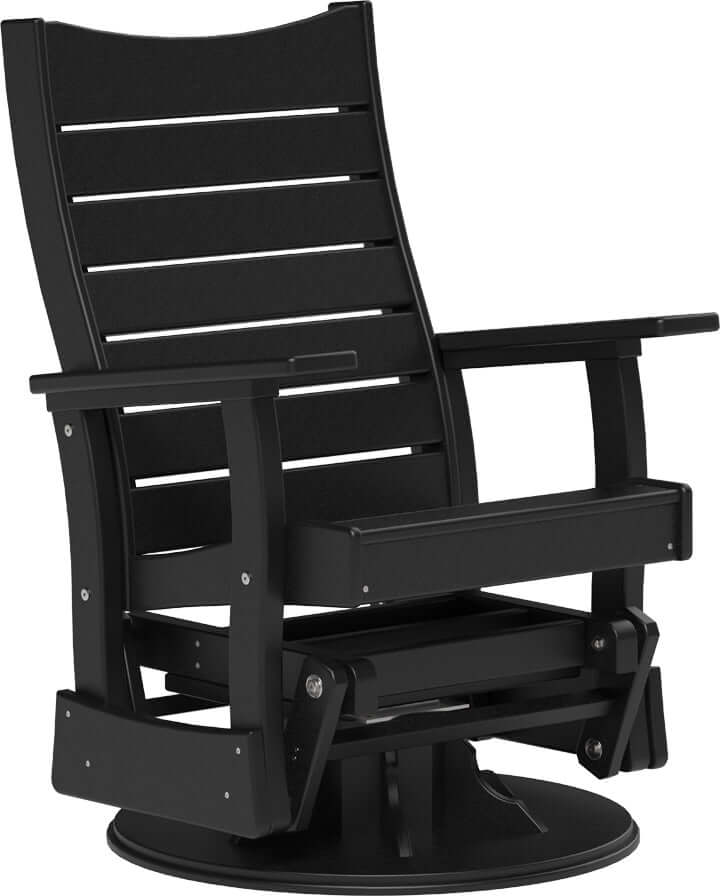 LuxCraft 2' Contour Swivel Glider in Black — rotating glider chair, recycled HDPE construction