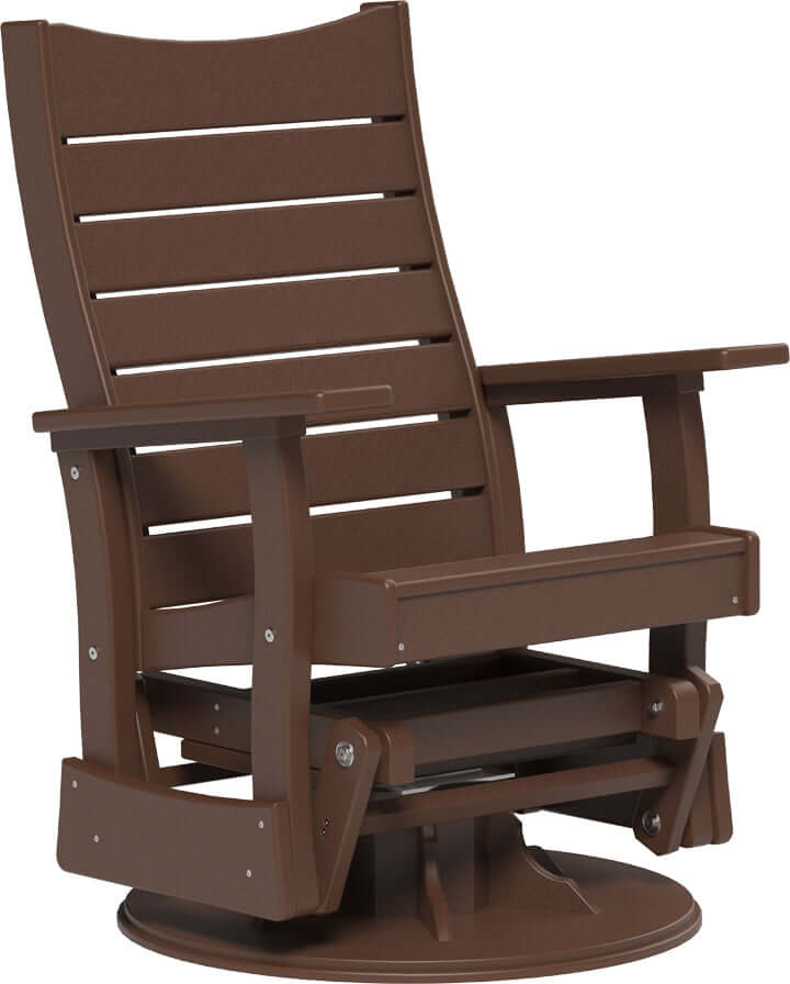 LuxCraft 2' Contour Swivel Glider in Chestnut Brown — 360-degree swivel and glide motion for pool deck conversation