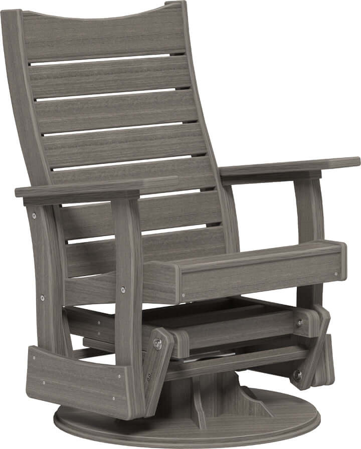 LuxCraft 2' Contour Swivel Glider in Coastal Gray — Amish-crafted recycled poly, weather-resistant design