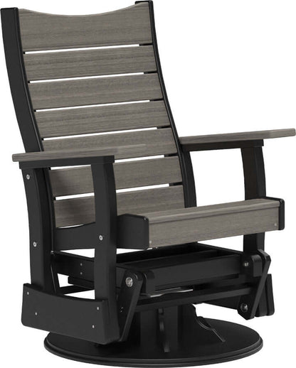 LuxCraft 2' Contour Swivel Glider in Coastal Gray and Black — rotating glider chair, fade-resistant poly