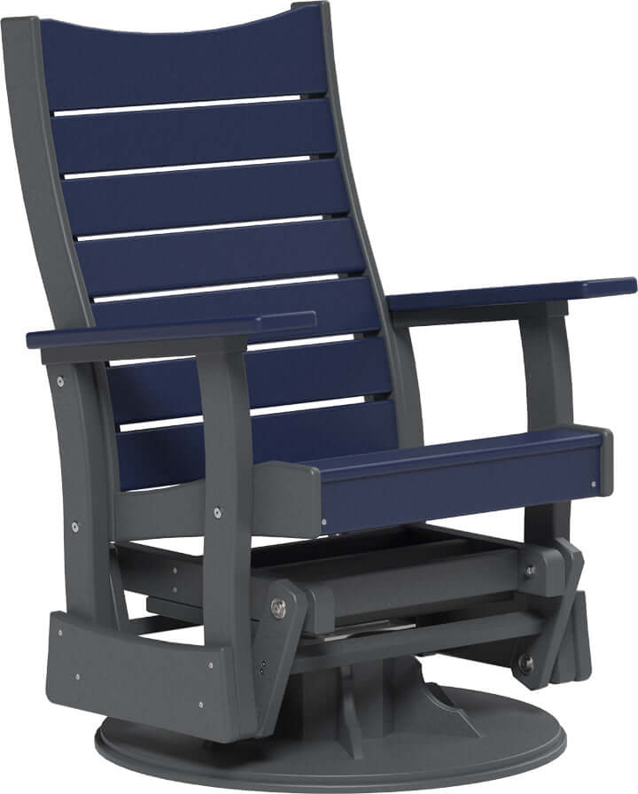 LuxCraft 2' Contour Swivel Glider in Patriot Blue — 360-degree swivel and glide motion for pool deck conversation