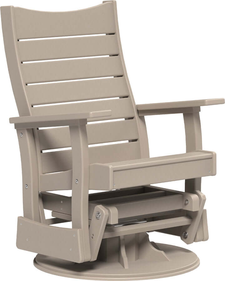 LuxCraft 2' Contour Swivel Glider in Weatherwood — rotating glider chair, long-life recycled poly