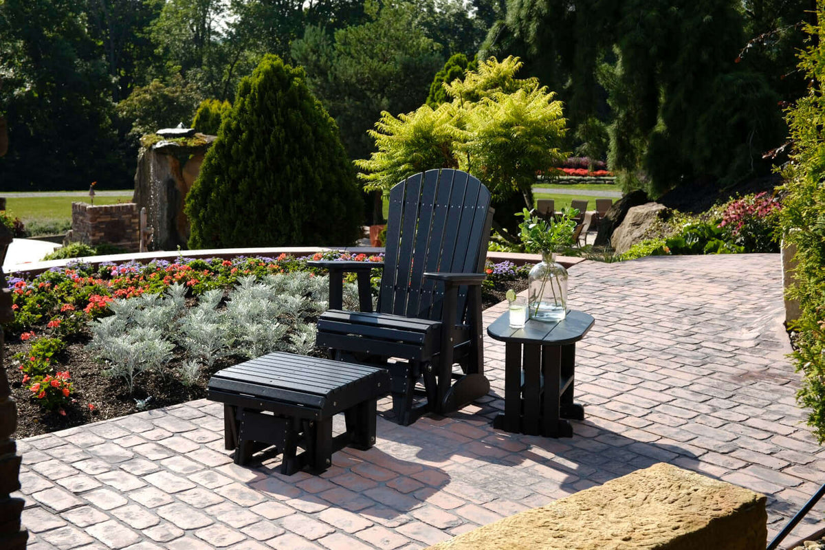 LuxCraft 2' Adirondack 3-Piece Outdoor Glider Chair Set