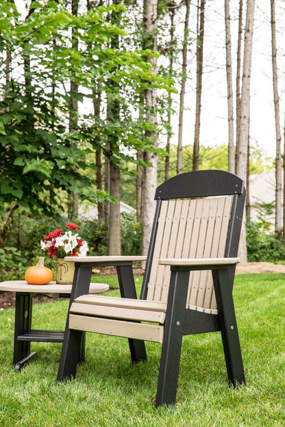 LuxCraft 2' outdoor bench made from weather-resistant materials available in 17 colors