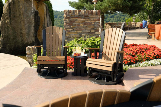 LuxCraft 2' Adirondack 3-piece Outdoor Swivel Glider Chair Set