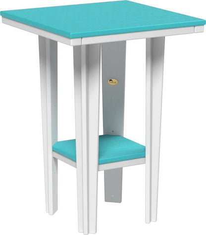 LuxCraft 30" Square Bistro Table | Bar Height in Aruba Blue and White — Amish-crafted recycled poly, weather-resistant design