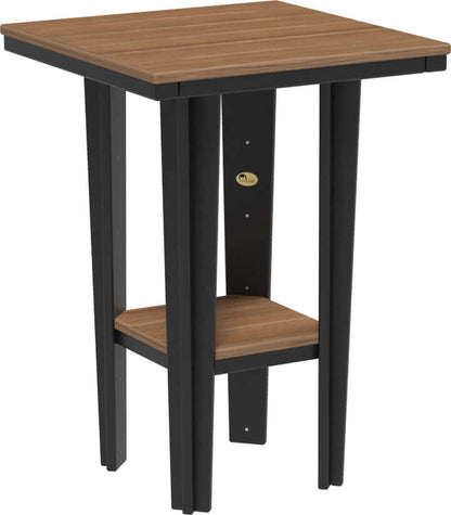 LuxCraft 30" Square Bistro Table | Bar Height in Antique Mahogany and Black — recycled poly square tabletop for square-format patio dining