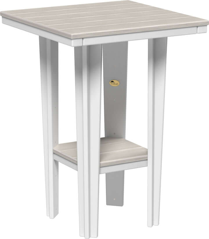 LuxCraft 30" Square Bistro Table | Bar Height in Birch and White — recycled poly square tabletop for square-format patio dining