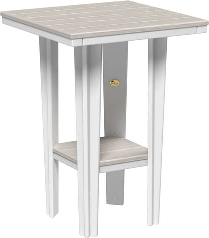 LuxCraft 30" Square Bistro Table | Bar Height in Birch and White — recycled poly square tabletop for square-format patio dining