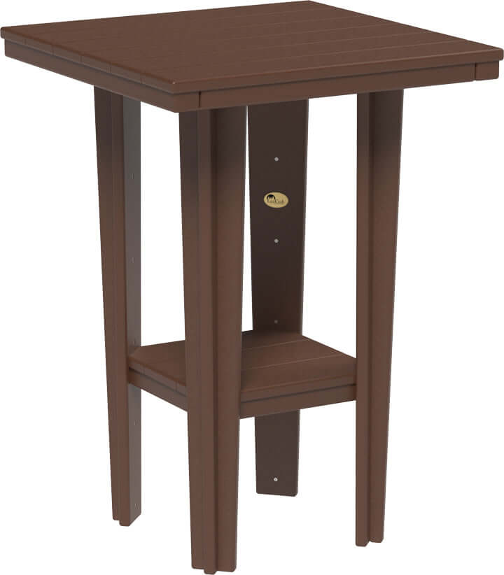LuxCraft 30" Square Bistro Table | Bar Height in Chestnut Brown — Amish-crafted recycled poly, commercial-grade poly