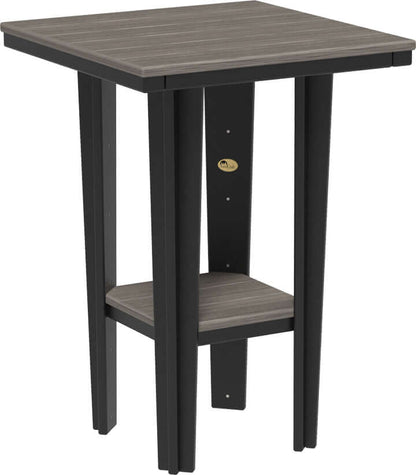LuxCraft 30" Square Bistro Table | Bar Height in Coastal Gray and Black — recycled poly square tabletop for square-format patio dining