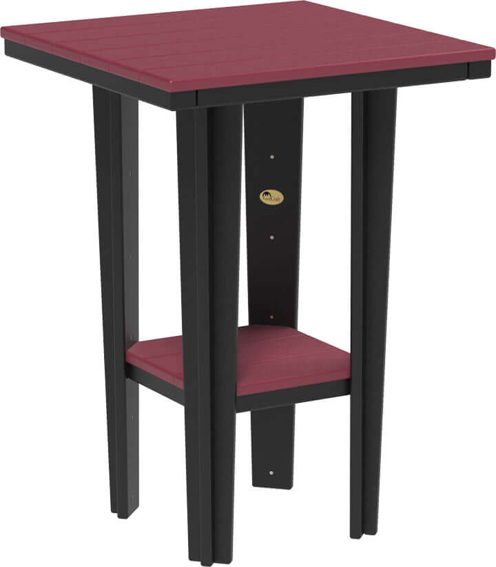 LuxCraft 30" Square Bistro Table | Bar Height in Cherrywood and Black — Amish-crafted recycled poly, weather-resistant design