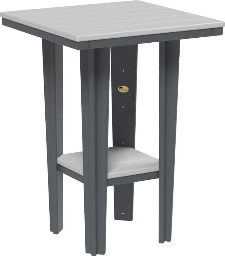 LuxCraft 30" Square Bistro Table | Bar Height in Dove Gray and Slate — recycled poly square tabletop for square-format patio dining
