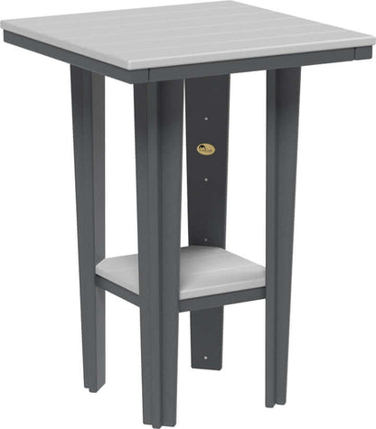 LuxCraft 30" Square Bistro Table | Bar Height in Dove Gray and Slate — recycled poly square tabletop for square-format patio dining