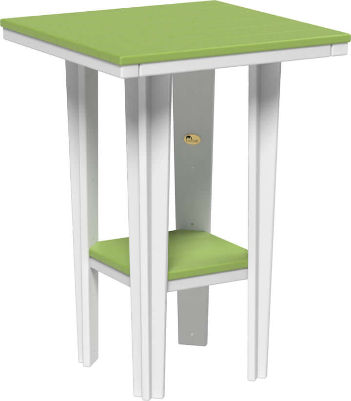 LuxCraft 30" Square Bistro Table | Bar Height in Lime Green and White — Amish-crafted recycled poly, 20-year poly durability