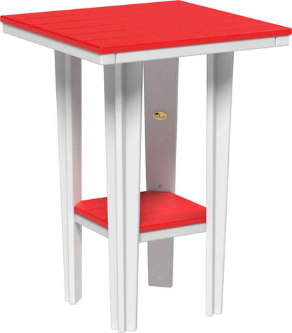 LuxCraft 30" Square Bistro Table | Bar Height in Red and White — four-equal-sided table, recycled HDPE construction