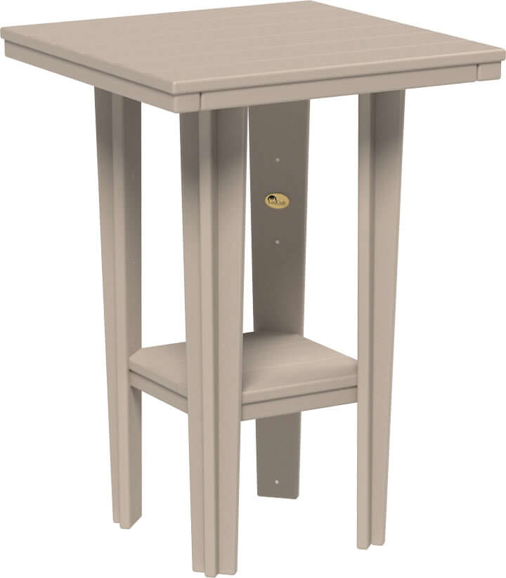 LuxCraft 30" Square Bistro Table | Bar Height in Weatherwood — four-equal-sided table, long-life recycled poly
