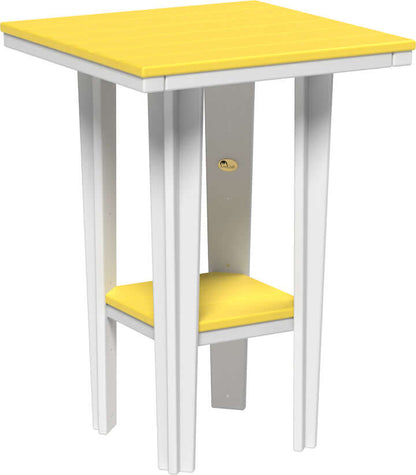 LuxCraft 30" Square Bistro Table | Bar Height in Yellow and White — four-equal-sided table, fade-resistant poly
