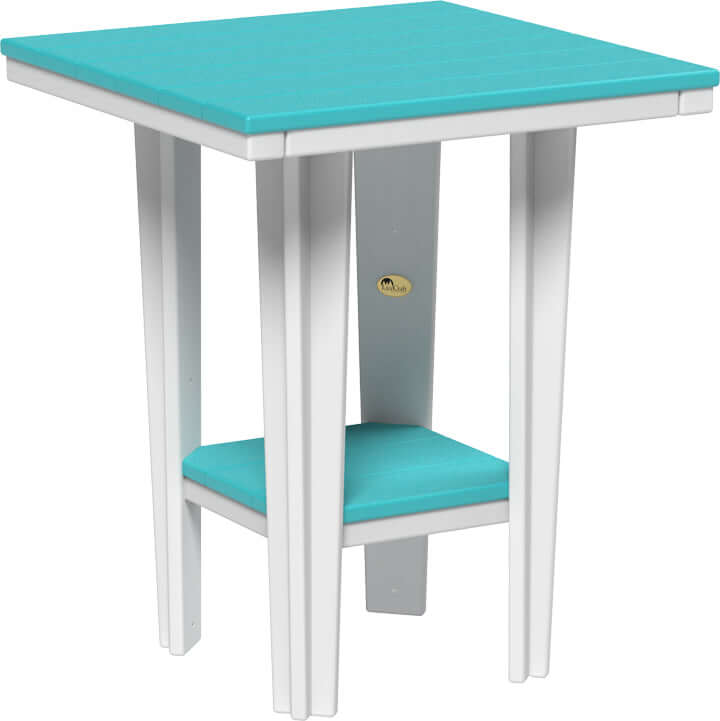 LuxCraft 30" Square Bistro Table | Counter Height in Aruba Blue and White — Amish-crafted recycled poly, weather-resistant design