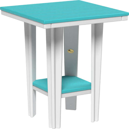 LuxCraft 30" Square Bistro Table | Counter Height in Aruba Blue and White — Amish-crafted recycled poly, weather-resistant design