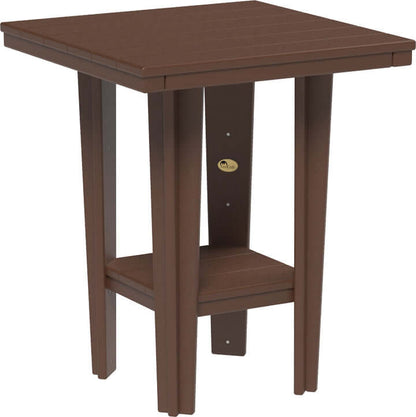 LuxCraft 30" Square Bistro Table | Counter Height in Chestnut Brown — recycled poly square tabletop for square-format patio dining