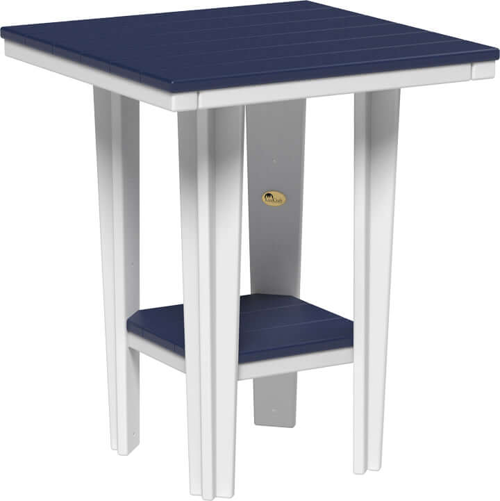 LuxCraft 30" Square Bistro Table | Counter Height in Patriot Blue — recycled poly square tabletop for square-format patio dining