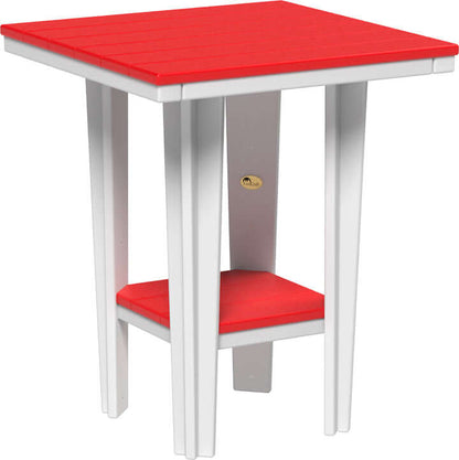 LuxCraft 30" Square Bistro Table | Counter Height in Red and White — four-equal-sided table, long-life recycled poly