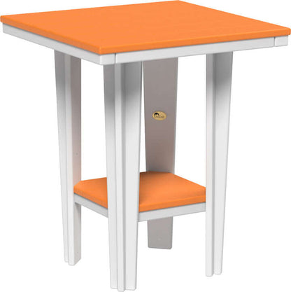 LuxCraft 30" Square Bistro Table | Counter Height in Tangerine and White — recycled poly square tabletop for square-format patio dining