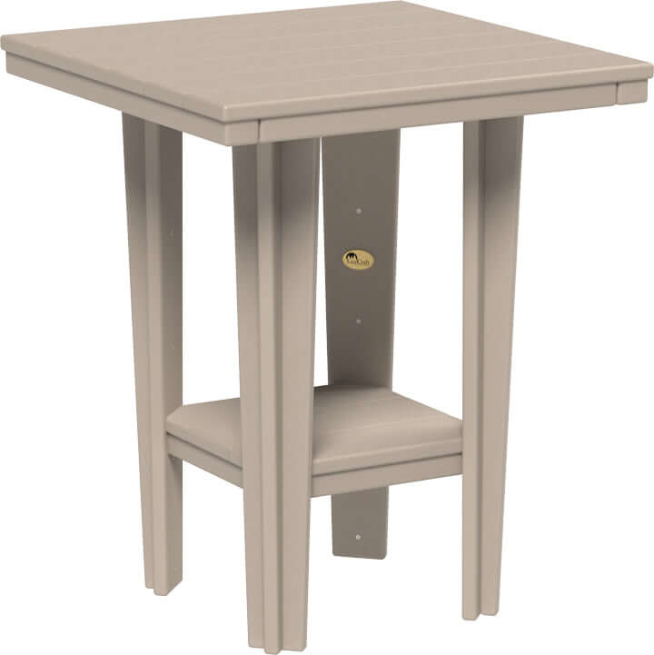 LuxCraft 30" Square Bistro Table | Counter Height in Weatherwood — four-equal-sided table, fade-resistant poly