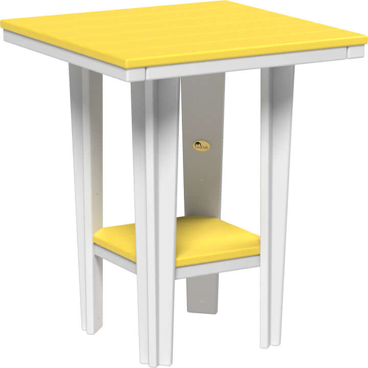 LuxCraft 30" Square Bistro Table | Counter Height in Yellow and White — four-equal-sided table, recycled HDPE construction