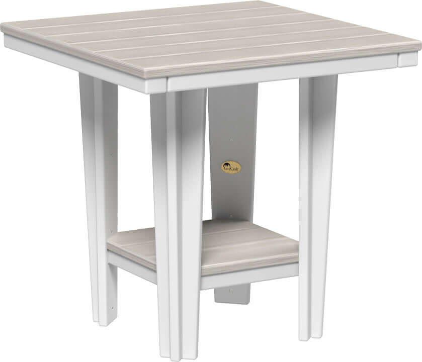 LuxCraft 30" Square Bistro Table | Dining Height in Birch and White — recycled poly square tabletop for square-format patio dining