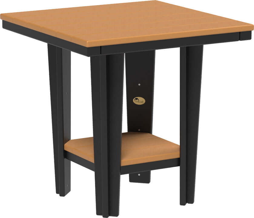 LuxCraft 30" Square Bistro Table | Dining Height in Cedar and Black — recycled poly square tabletop for square-format patio dining