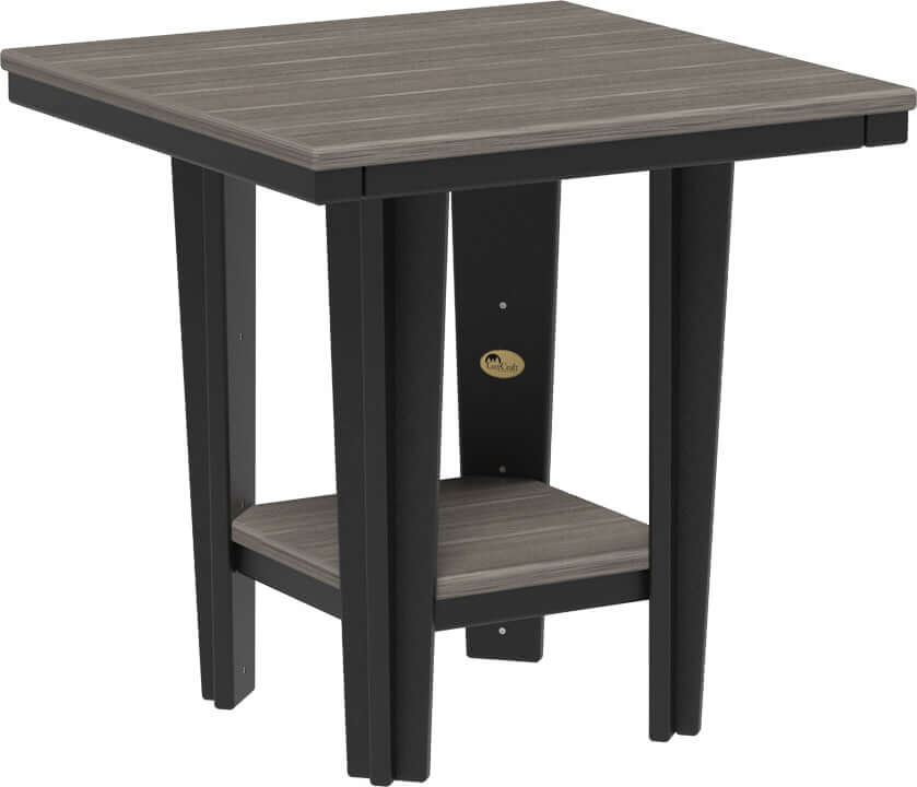 LuxCraft 30" Square Bistro Table | Dining Height in Coastal Gray and Black — recycled poly square tabletop for square-format patio dining