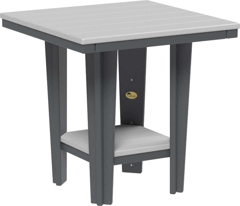 LuxCraft 30" Square Bistro Table | Dining Height in Dove Gray and Slate — recycled poly square tabletop for square-format patio dining