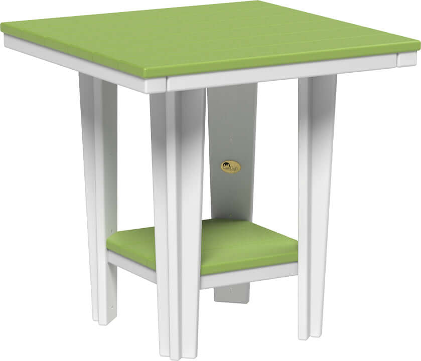 LuxCraft 30" Square Bistro Table | Dining Height in Lime Green and White — Amish-crafted recycled poly, 20-year poly durability