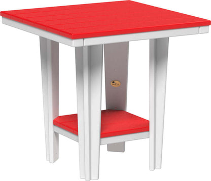 LuxCraft 30" Square Bistro Table | Dining Height in Red and White — four-equal-sided table, recycled HDPE construction