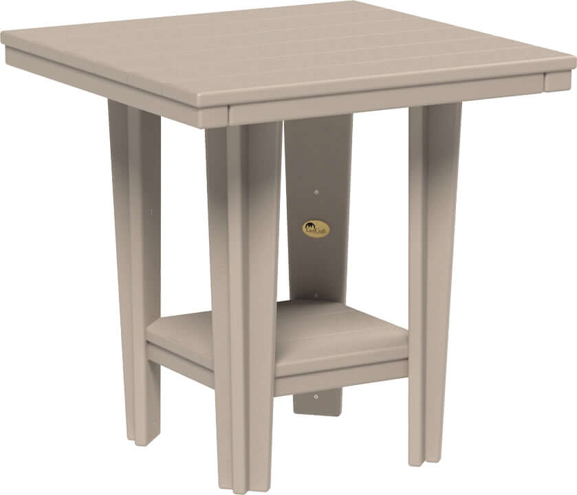 LuxCraft 30" Square Bistro Table | Dining Height in Weatherwood — four-equal-sided table, long-life recycled poly