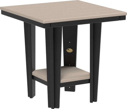 LuxCraft 30" Square Bistro Table | Dining Height in Weatherwood and Black — recycled poly square tabletop for square-format patio dining