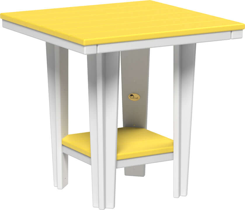 LuxCraft 30" Square Bistro Table | Dining Height in Yellow and White — four-equal-sided table, fade-resistant poly