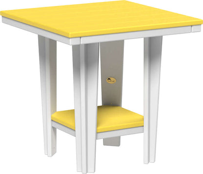 LuxCraft 30" Square Bistro Table | Dining Height in Yellow and White — four-equal-sided table, fade-resistant poly