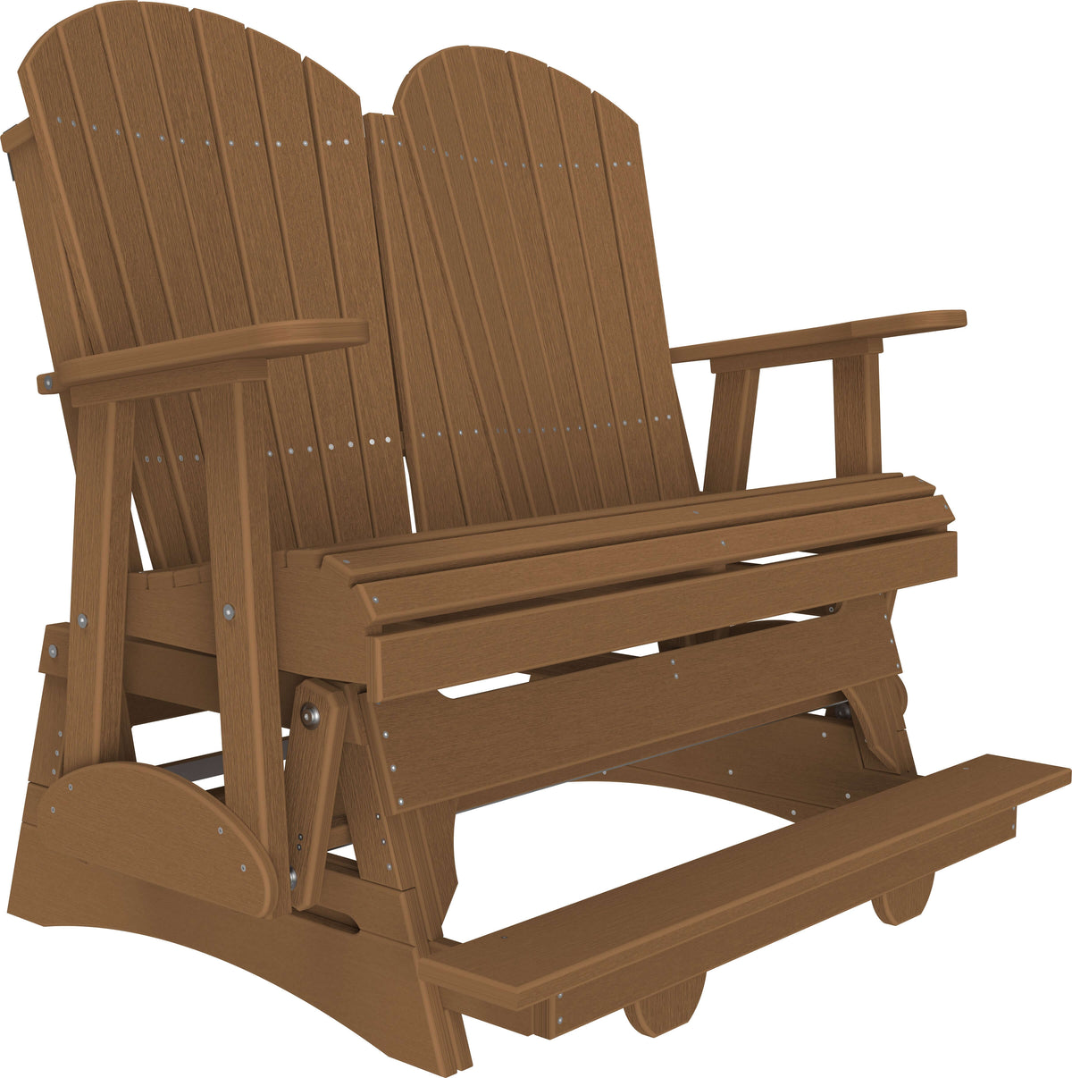 LuxCraft 4' Adirondack Balcony Glider in Antique Mahogany — Amish-crafted recycled poly, 20-year poly durability