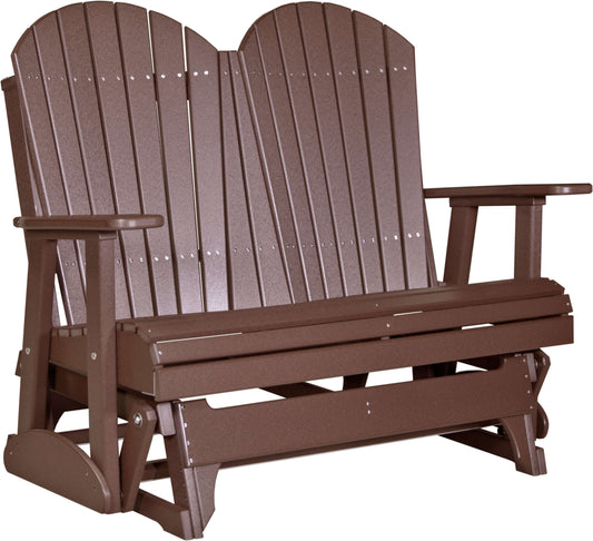 LuxCraft 4' Adirondack Glider in Chestnut Brown — Amish-crafted recycled poly, 20-year poly durability