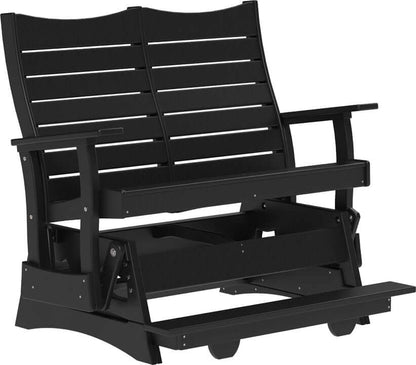 LuxCraft 4' Contour Balcony Glider in Black — 24-inch seat counter-height, recycled HDPE construction