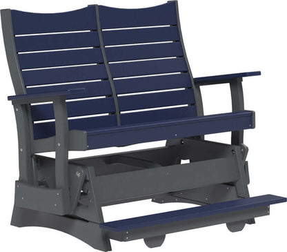 LuxCraft 4' Contour Balcony Glider in Patriot Blue — 24-inch seat counter-height, recycled HDPE construction