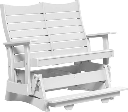 LuxCraft 4' Contour Balcony Glider in White — Amish-crafted recycled poly, commercial-grade poly